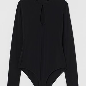 Mock neck Keyhole Black Bodysuit
